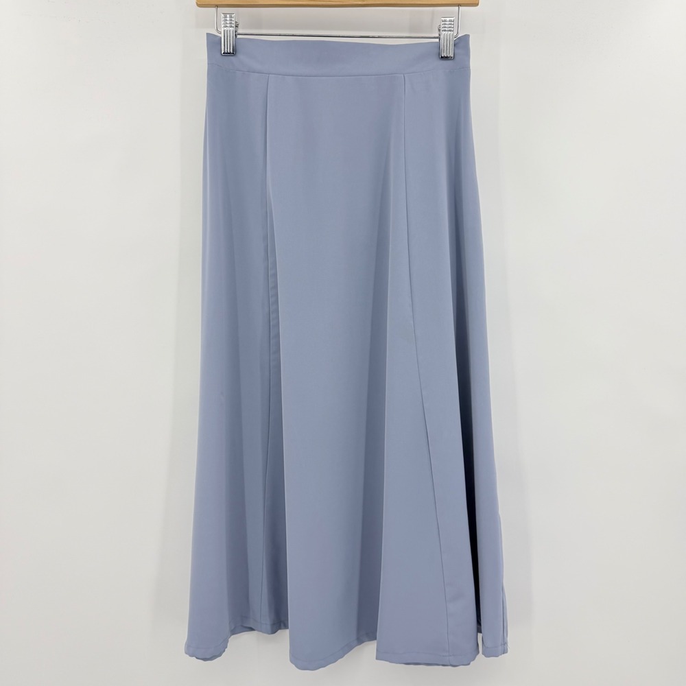 Dazy Midi Skirt Women Size M Dusty Blue A-Line Elastic Waist Casual Flowy